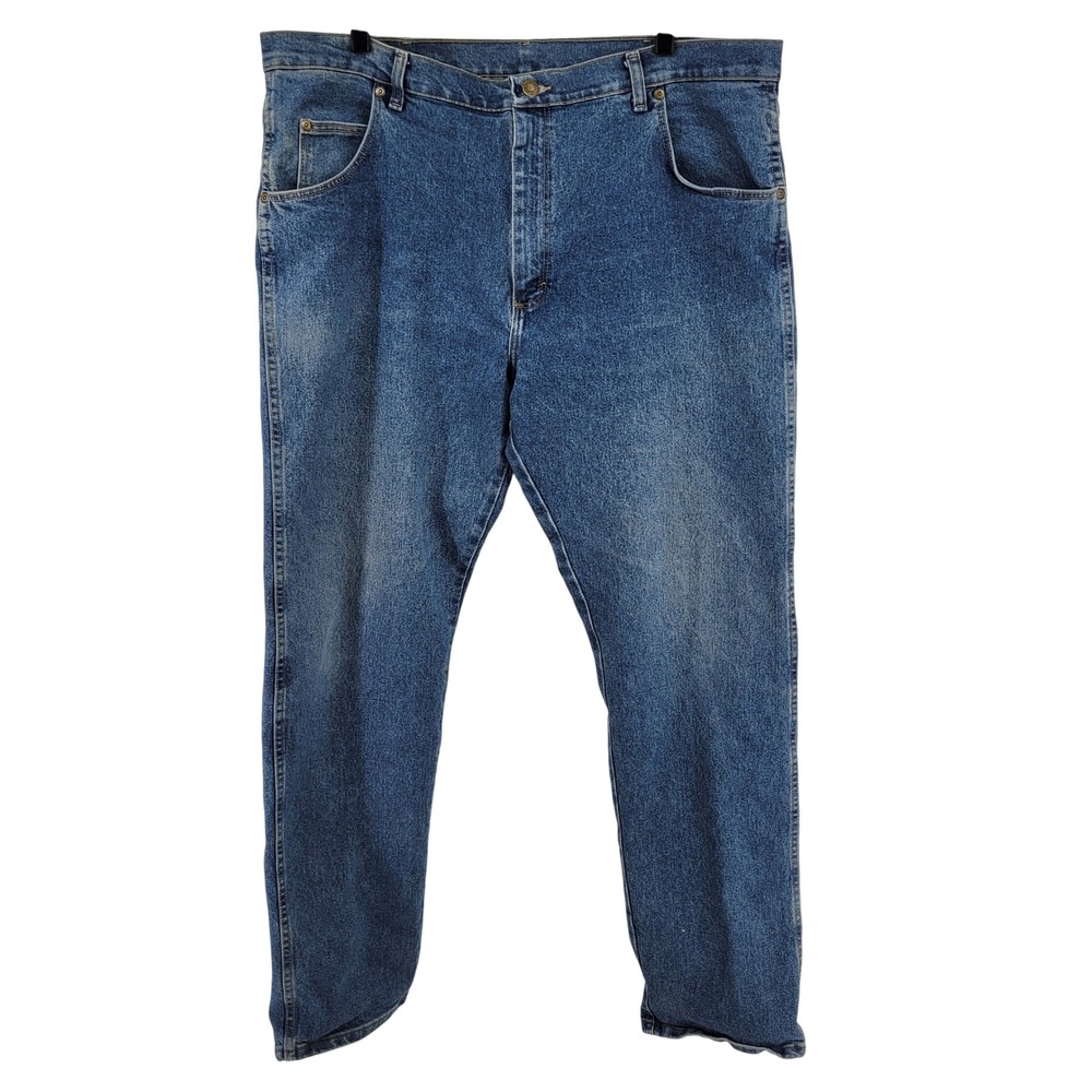 Wrangler Mens Jeans 40x34 Bootcut Blue Denim Cotton Spandex Rugged Wear - Picture 5 of 6